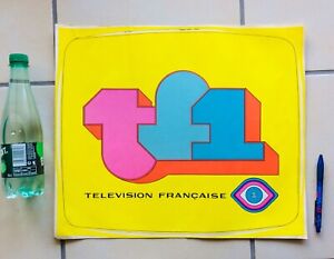 GROS AUTOCOLLANT TF1 VINTAGE TÉLÉVISON FRANÇAISE PASSAGE à LA COULEUR 1975 ORTF 