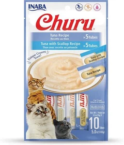 Inaba Churu Puree Lickable Cat Treat Tuna & Tuna with Scallop 10 x 0.5oz - Picture 1 of 6