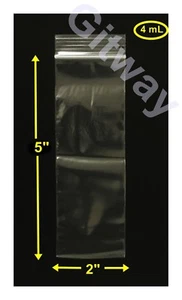 2" x 5" Reclosable Resealable Zip Top Lock 2x5" Clear Plastic Poly Bags 4 MIL - Picture 1 of 4