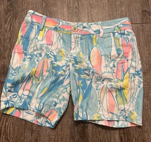 Pantalones Cortos Lilly Pulitzer Mujer 0 The Jayne Azul Multi Playa y Bae 100% Algodón - Imagen 1 de 7