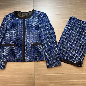 J.Crew Womens Skirt Suit Set Business Blue Wool Blend 12 - Picture 1 of 11