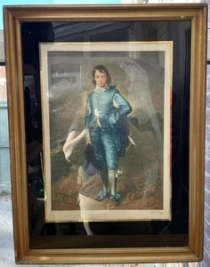 Antique Mezzotint The Blue Boy Art Print By Arthur Hogg Signed Framed - Bild 1 von 5