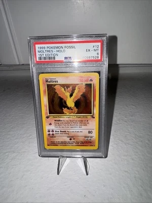 1999 Pokemon Fossil First Edition Holo Moltres 12/62  PSA 6 EX-NM WOTC Clean 1ST - Image 1 of 4