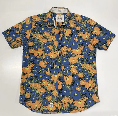 Volcom Stone Ozzy Wrong Button Down Hawaiian Surfer Shirt Size Small - Image 1 of 4