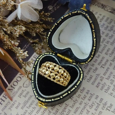 Vintage 9ct gold keepers ring, UK size H,  Victorian style, wide band - Image 1 of 4