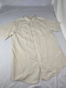 Ariat Tek  Shirt Mens M Beige Short Sleeve Button Up Pre Owned  - Picture 1 of 12