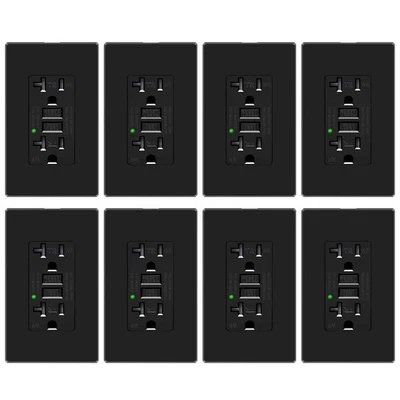 20A GFCI Receptacle Outlet Ground Fault Circuit Interrupter LED Indicator TR 8PK - Image 1 of 4