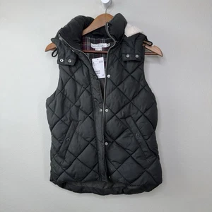 Gilet imbottito H&M donna 6 caldo invernale ecopelle sherpa boscaiolo oliva scuro - Foto 1 di 12
