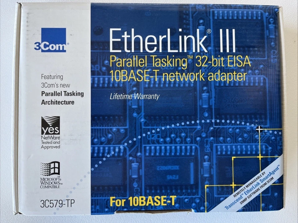 Adaptador de Rede 3Com EtherLink III Parallel Task 32-Bit EISA 10BASE-T #3C579-TP - Imagem 1 de 4