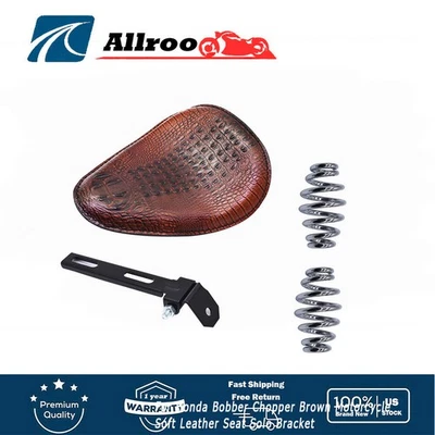 Fit For Honda Bobber Chopper Brown Motorcycle Soft Leather Seat Solo Bracket - Image 1 of 4