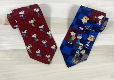 Lot Of 2 Peanuts Medical Dr. Nurse Snoopy Blue Red United Feature Syndicate Ties - Image 1 of 4