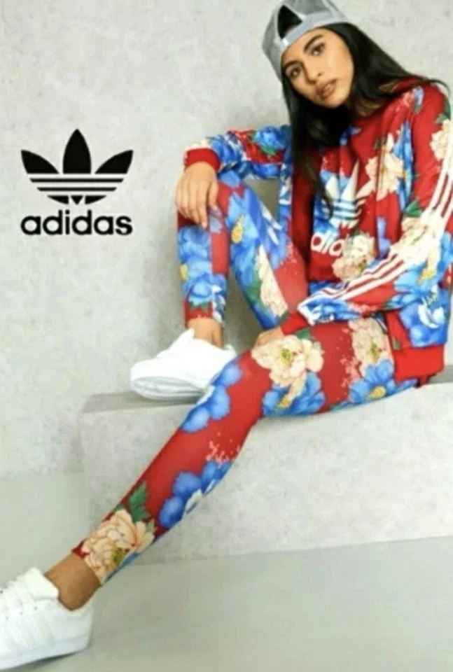 Chaqueta ADIDAS FARM RIO Mujer US S CHITA Roja Originales Floral Trifolio Cremallera Completa Foto 1 de 4