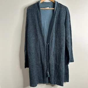 J Jill Cardigan Staubtuch Pullover 2X blau Quaste Binde Strick Boho Küste Wollmischung - Bild 1 von 9