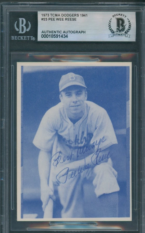 1973 TCMA Dodgers 1941 Pee Wee Reese Beckett Authentic Autograph Signed *1434 - Image 1 of 1