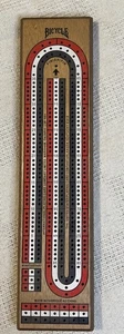 Fahrrad Holz Cribbage Brett rot weiß blau 3 Spieler Cribbage Spielbrett - Bild 1 von 4