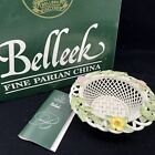 Belleek Summer Rose Irish Porcelain 5” Basket 2059 Blue 8th Mark 3 Strand w/ Box