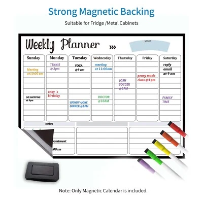 Magnetic Monthly Weekly Planner Calendar Table Dry Erase Whiteboard Blackboard - Image 1 of 4