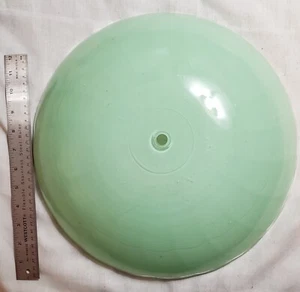 Leuchte MCM grünes Glas gewellter Rand aufgearbeitet 14" Durchmesser 4" hoch Markenlos - Bild 1 von 8