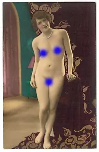 PHOTO de nue féminin gouachée vers 1900 - 1920 / risque sexy nude / 17 - Picture 1 of 1