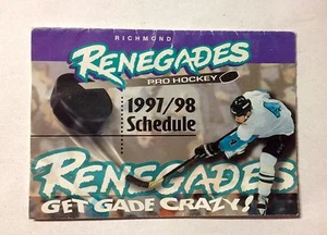 '97/98 Richmond Renegades ECHL Hockey RARE Season Pocket Schedule Richmond Va EC - Picture 1 of 4