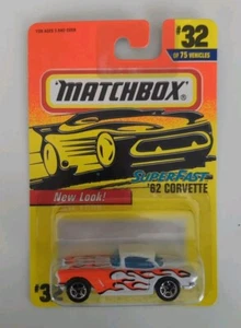 1996 MATCHBOX SUPERFAST #32 WHITE 62 CORVETTE NEW ON CARD - Picture 1 of 3