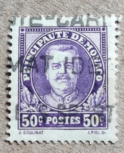 Monaco 1933 Prince Louis II 50c Violet SG 128 Used - Picture 1 of 2