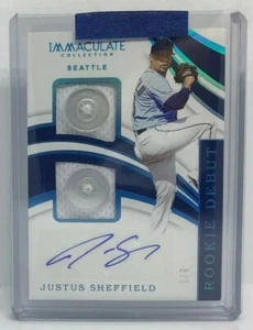 Justus Sheffield RPA RC 2019 Immaculate Dual Button Rookie Auto 5/6 SSP Mariners - Bild 1 von 3