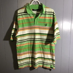 Poloshirt South Pole Herren L grün gestreift kurzärmelig Rap Hip Hop Kragen - Bild 1 von 6