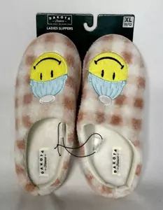 DAKOTA FLEECE Girl's Smiley Cozy Comfort Pink Plaid Slippers, Sizes: 11/12; 2/3 - Picture 1 of 16