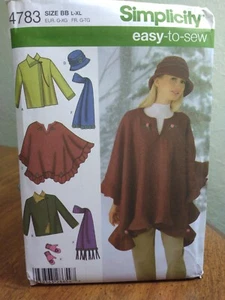Simplicity Schnittmuster 4783 BB L-XL Jacke Schal Mütze Fäustlinge Poncho ungeschnitten NOS - Bild 1 von 11