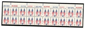 US 1509 Crossed Flags 10c - Plate Strip of 20 - MNH - 1973 - M Z 34703 Top - Picture 1 of 1