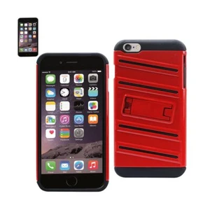 Reiko iPhone 6S Plus/ 6 Plus Hybrid Fishbone Case with Kickstand in Black Red - Picture 1 of 4