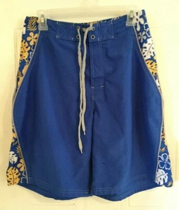 Men's Swim Trunks Shorts Beach Rays, size 30 Blue velcro drawstring floral -851 - Picture 1 of 6