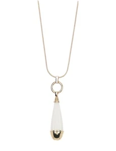 $44 NWOT Trina Turk white linear carved teardrop necklace Jt35 - Picture 1 of 2