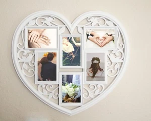 Collage Picture Frame Holds 6 Images Wall Hanging Multiple Family Photos Heart - Picture 1 of 2
