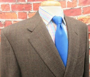 44 L- ABRIGO DEPORTIVO HICKEY FREEMAN 100% LANA MARRÓN A CUADROS - Imagen 1 de 7