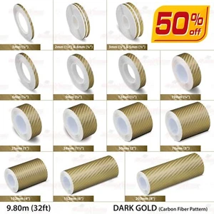 CARBON FIBER DARK GOLD Pin Stripe PinStriping Adhesive Tape Vinyl Car STICKER - Foto 1 di 27