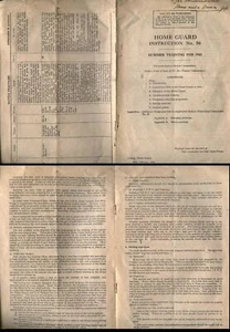 1943 GHQ Home Force-HOME GUARD Instruction No56 - Summer Training pamphlet - Picture 1 of 1