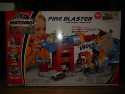 2002 matchbox hero city fire blaster w 1 fire truck and 5 pack rescue chiefs   - Image 1 of 4
