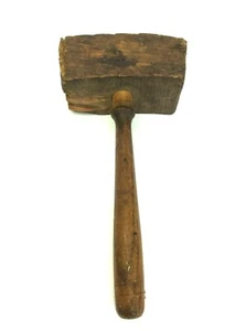 Homemade Wooden Mallet Wood Large Head Hammer Barn Rustic Tool   - Picture 1 of 7