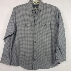 Banana Republic Shirt Jacket Men XL Plaid Check Cotton Wool Button Up Gray Blue - Picture 1 of 9