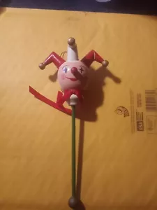 Vintage Wooden Head Jester On A Stick - Picture 1 of 4