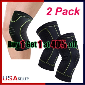 Knee Sleeve Compression Brace Support For Sport Gym Joint Pain Arthritis Relief - Picture 1 of 8