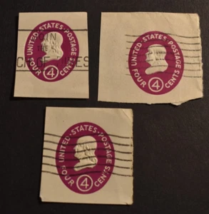 3 - 1962 US Stamp Scott #U536 - 4 Cent Franklin Envelope Cuts - Picture 1 of 2