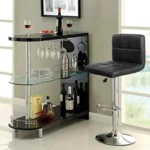 Faux Leather Bar Stool Gas Lift Stools Pub Club Cafe Home Breakfast Swivel Chair - Picture 1 of 19