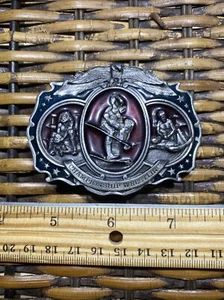 Vintage 1986 Championship Wrestling Brass Belt Buckle by Bergamot Brass - Picture 1 of 2