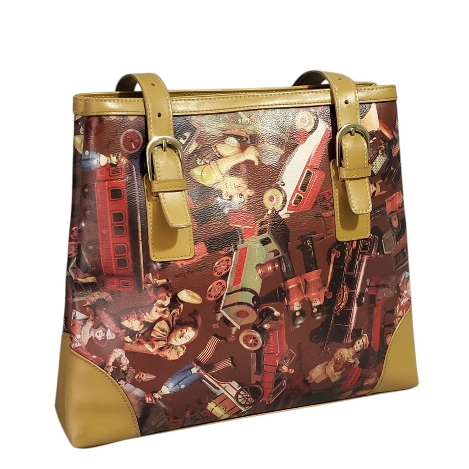 Sydney Love Vintage Toys Tote Shoulder Bag Purse Faux Leather Vegan Zippered - Image 1 of 4