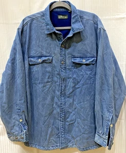 Vintage Orvis Shirt Mens Size L Fleece Lined Denim Button Down Jean Shacket - Picture 1 of 7