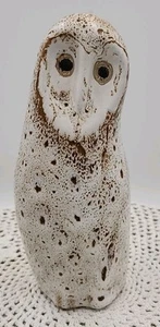 Pigeon Forge Pottery Brown White Speckle Glaze Owl 7 1/4" T - Picture 1 of 6