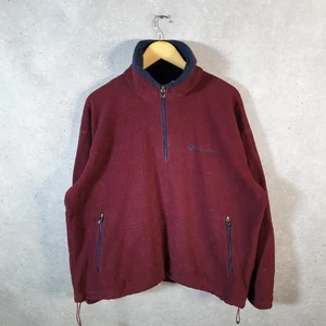 Vintage Champion 1/4 Zip Fleece Pullover Sweatshirt Mens XL Burgundy Embroidered - Picture 1 of 7
